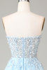 Load image into Gallery viewer, Sparkly Light Blue Beaded Long Formal Dress with Slit