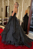 Black Strapless Ball Gown Evening Dress