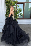 Sparkly Black Corset Beaded Sweetheart Long Formal Dress