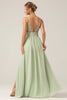 Load image into Gallery viewer, A-Line Pleated Chiffon Long Dusty Sage Bridesmaid Dress