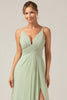 Load image into Gallery viewer, A-Line Pleated Chiffon Long Dusty Sage Bridesmaid Dress