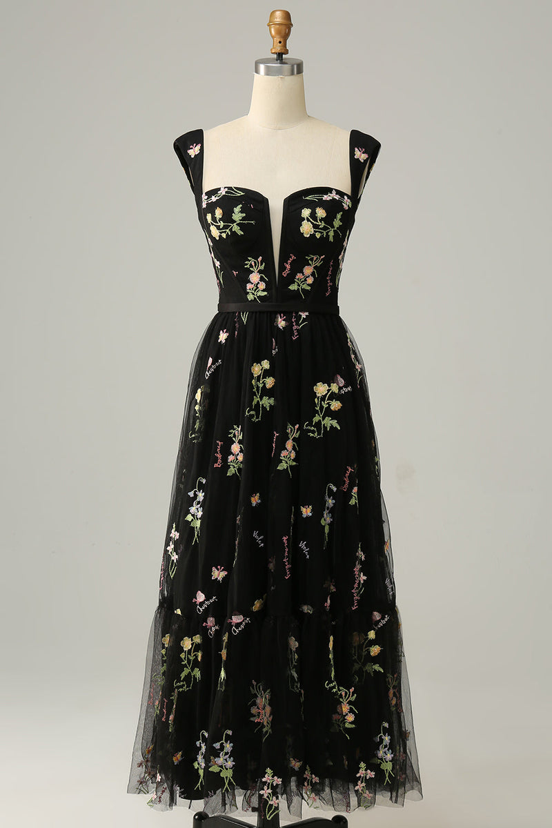Load image into Gallery viewer, A Line Sweetheart Champagne Long Formal Dress with Embroidery