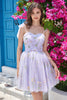 Load image into Gallery viewer, Grey Blue Short A-Line Formal Dress With Embroidery