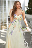Load image into Gallery viewer, Green Spaghetti Straps Formal Dress With 3D Flowers
