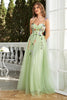 Load image into Gallery viewer, Green Spaghetti Straps Tulle Formal Dress With 3D Flowers