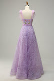 Purple A-Line Formal Dress With Embroidery