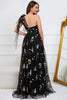 Load image into Gallery viewer, A-Line One Shoulder Black Long Formal Dress With Embroidery