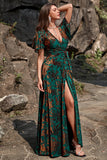 Burnout Velvet Dark Green Mother of Bride Dress