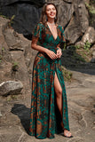 Burnout Velvet Dark Green Mother of Bride Dress