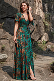 Burnout Velvet Dark Green Mother of Bride Dress