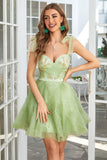 Sweetheart Green A Line Cocktail Party Dress with Beading