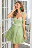 Sweetheart Green A Line Cocktail Party Dress with Beading