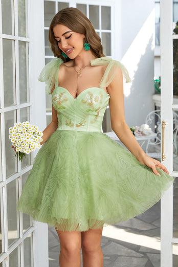 Sweetheart Green A Line Cocktail Party Dress with Beading