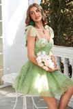 Sweetheart Green A Line Cocktail Party Dress with Beading