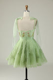 Sweetheart Green A Line Cocktail Party Dress with Beading