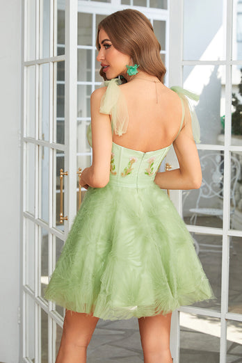 Sweetheart Green A Line Cocktail Dress with Beading