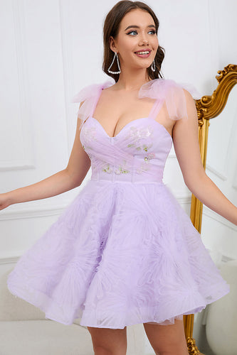 Sweetheart Purple A Line Cocktail Dress with Beading