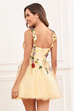 A Line Spaghetti Straps Green Short Formal Dress with Appliques