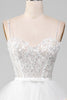 Load image into Gallery viewer, White A-Line Sparkly Sequin Ruffle Skirt Corset Formal Dress With Slit