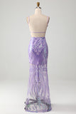 Trendy Sheath Spaghetti Straps Light Purple Long Formal Dress with Backless