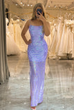 Light Purple Backless Formal Dress with Sequins