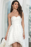 White High Low Flower Sweetheart Graduation Party Dress