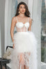 Load image into Gallery viewer, White High Low Ruffled Corset Engagement Party Dress with Lace