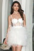 Load image into Gallery viewer, White A-Line Short Ruffled Graduation Party Dress with Lace