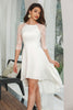 Load image into Gallery viewer, Simple White Lace Sleeves High Low Graduation Dress