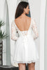 Load image into Gallery viewer, White Bateau Long Sleeves Backless Short Graduation Dress