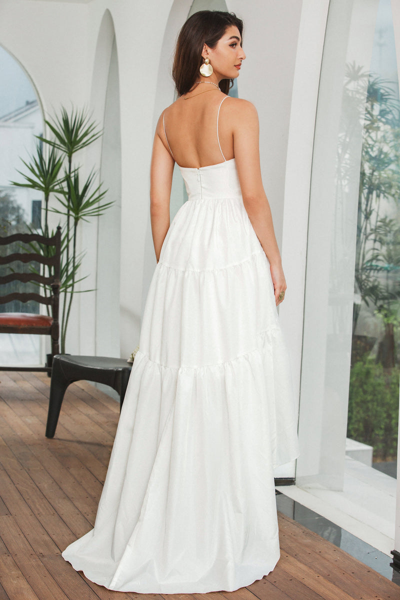 Load image into Gallery viewer, Simple White Asymmetrical Engagement Party Dress