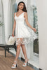 Load image into Gallery viewer, White A-Line V-Neck Flower Lace Short Graduation Dress