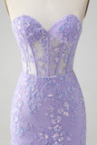 Light Blue Corset Sequins Sweetheart Short Tight Cocktail Dress with Lace-up Back