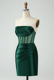 Dark Green Corset Strapless Bodycon Short Cocktail Dress