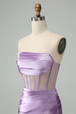 Lilac Corset Strapless Bodycon Short Cocktail Dress