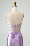 Lilac Corset Strapless Bodycon Short Cocktail Dress