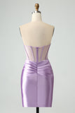 Lilac Corset Strapless Bodycon Short Cocktail Dress