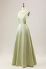 Load image into Gallery viewer, Dusty Sage A Line Long Chiffon Bridesmaid Dress
