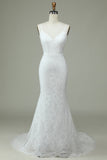 Ivory Mermaid Lace Backless Wedding Dress