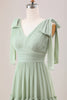 Load image into Gallery viewer, Dusty Sage A Line Chiffon Bridesmaid Dress with Ruffles