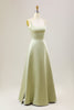 Load image into Gallery viewer, Dusty Sage A Line Spaghetti Straps Long Chiffon Bridesmaid Dress