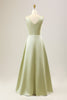 Load image into Gallery viewer, Dusty Sage A Line Long Chiffon Bridesmaid Dress