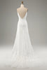 Load image into Gallery viewer, Ivory Mermaid Lace Spaghetti Straps Wedding Dress with Slit