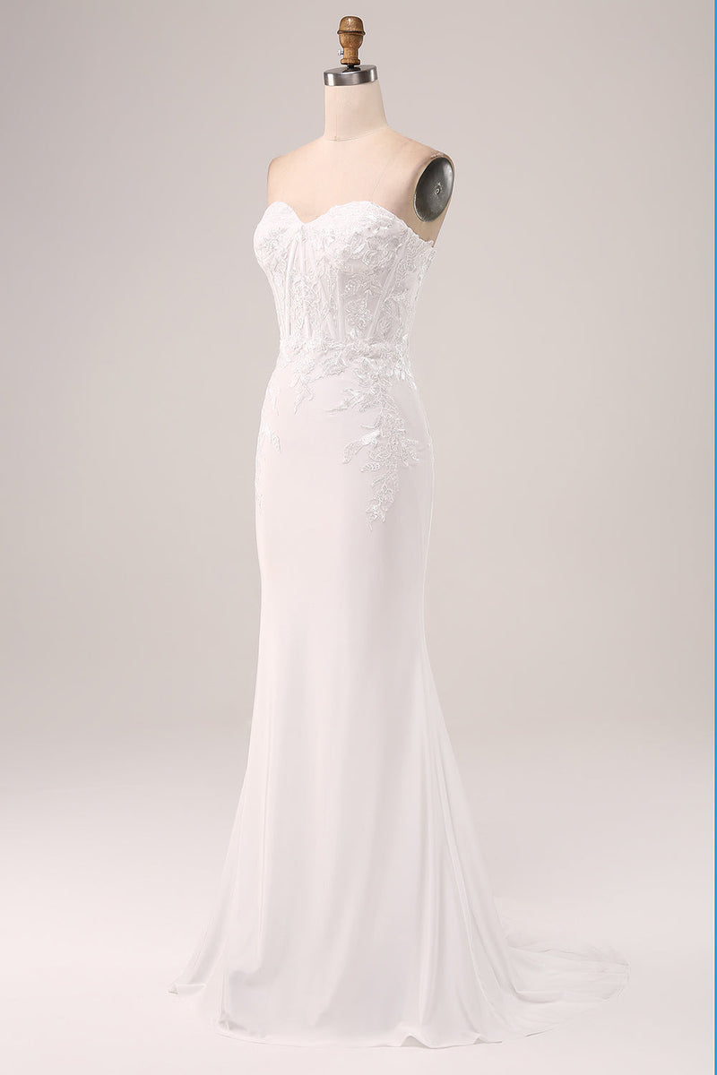 Load image into Gallery viewer, Ivory Strapless Mermaid Wedding Party Dress
