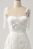 Ivory A-Line Spaghetti Straps Wedding Dress with Appliques