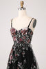 Load image into Gallery viewer, Black A-Line Flower Sequins Long Corset Fromal Dress