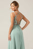 Load image into Gallery viewer, A-Line Spaghetti Straps Backless Maternity Matcha Bridesmaid Dress