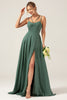 Load image into Gallery viewer, A-Line Spaghetti Straps Backless Pleated Eucalyptus Bridesmaid Dress
