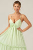 Load image into Gallery viewer, Green A Line Ruffles Long Maternity Bridesmaid Dress with Lace-up Back