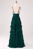 Spaghetti Straps Tiered Formal Dress with Pleated